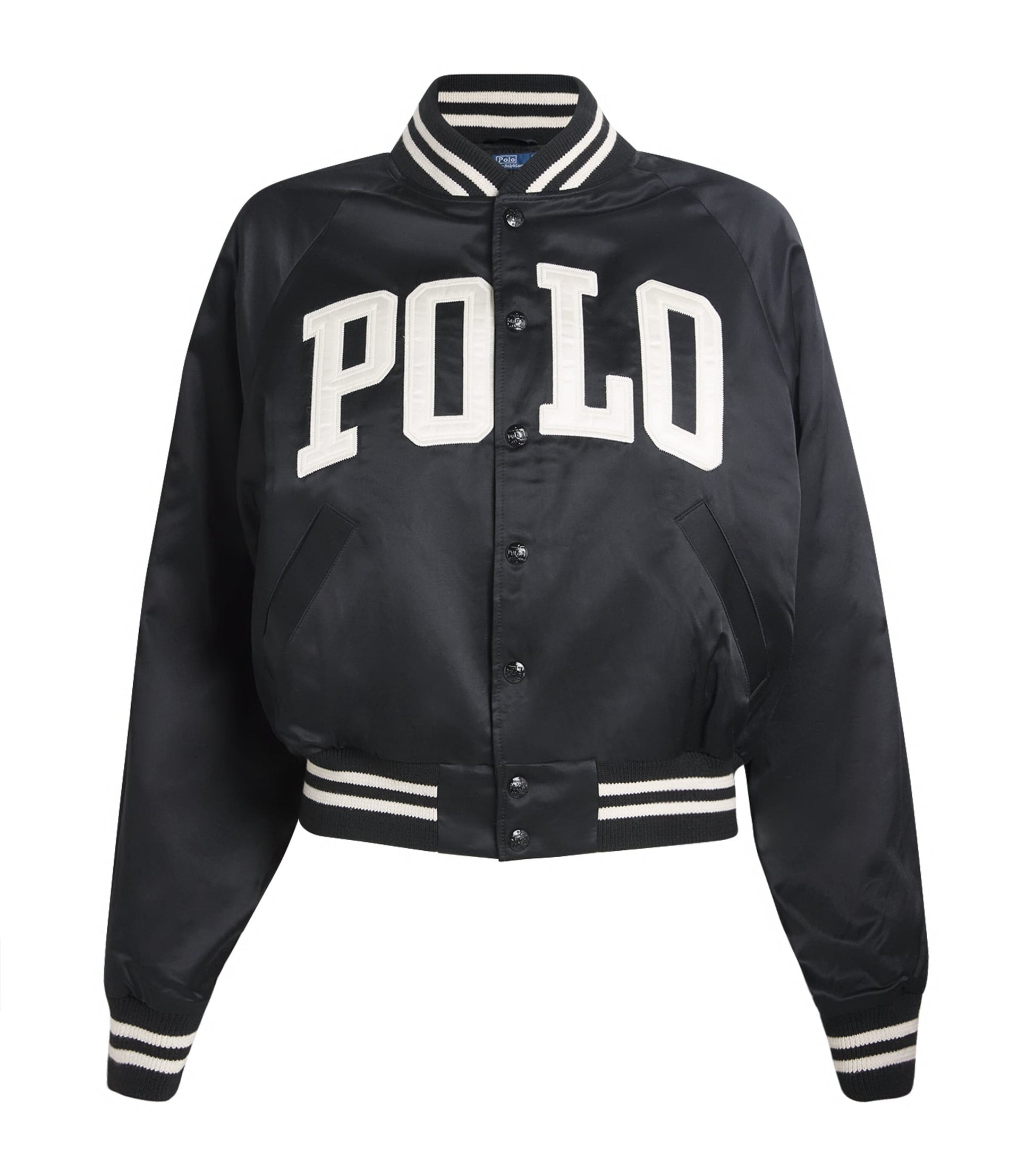 Polo Ralph Lauren Black Sateen Logo Bomber Jacket