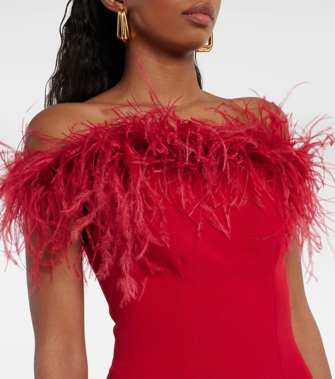 Safiyaa - Starling feather-trimmed midi dress