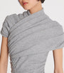 Balmain Grey Draped Knit Top