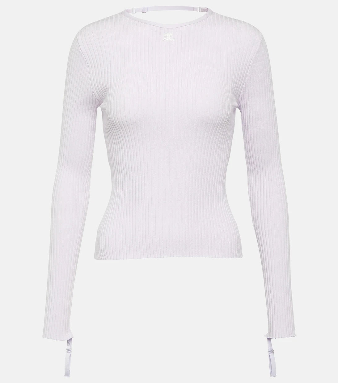 Courrèges - Logo cutout ribbed-knit top