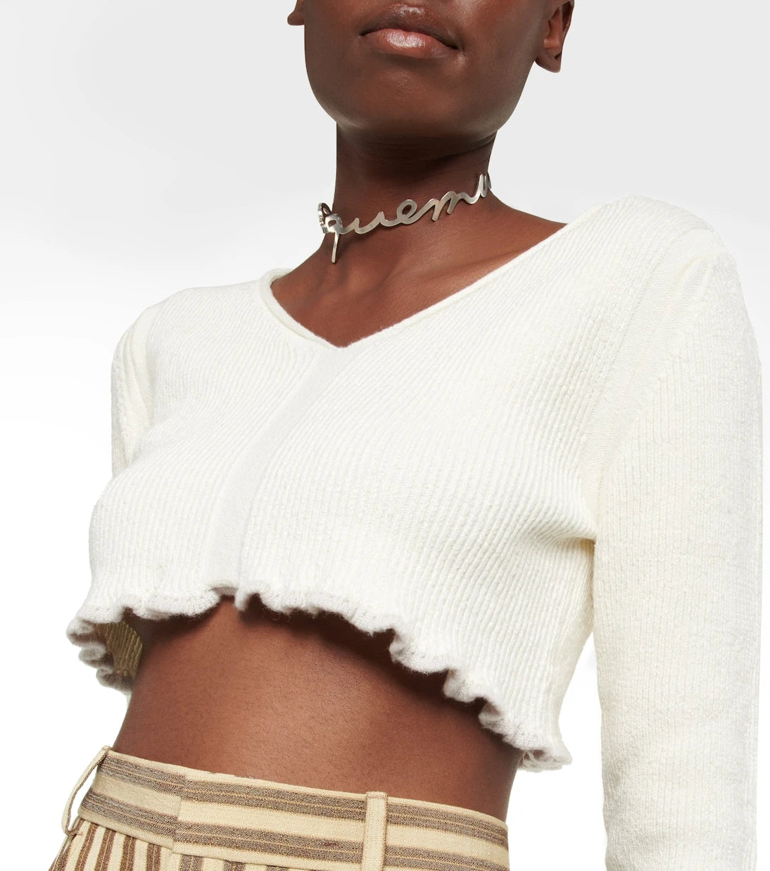 Jacquemus - La Maille Santon linen-blend crop top