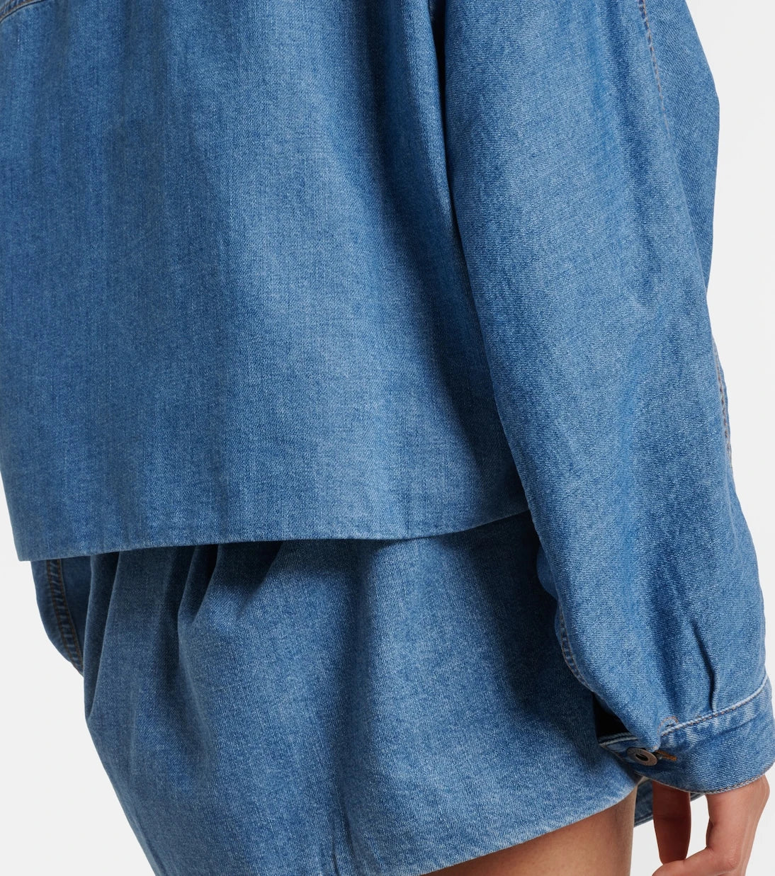 Loewe - Leather-trimmed denim jacket