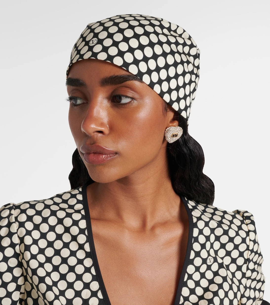 Valentino - Escape polka-dot cotton and silk head wrap