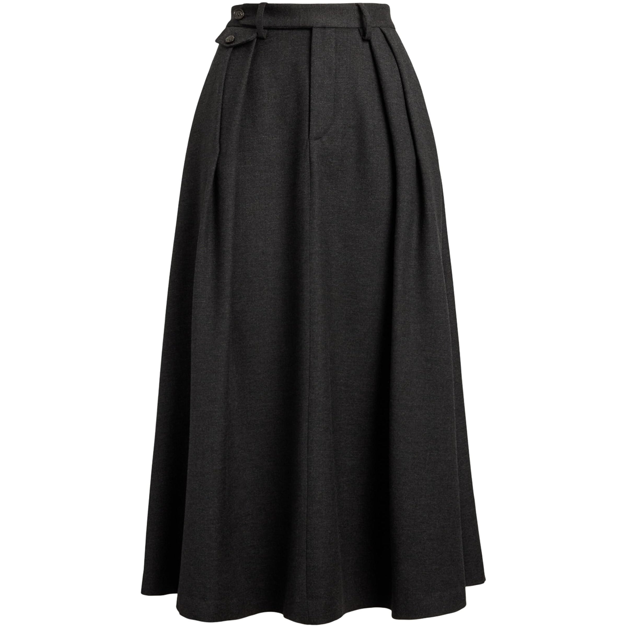 Ralph Lauren Collection Grey Wool Evilyn Midi Skirt