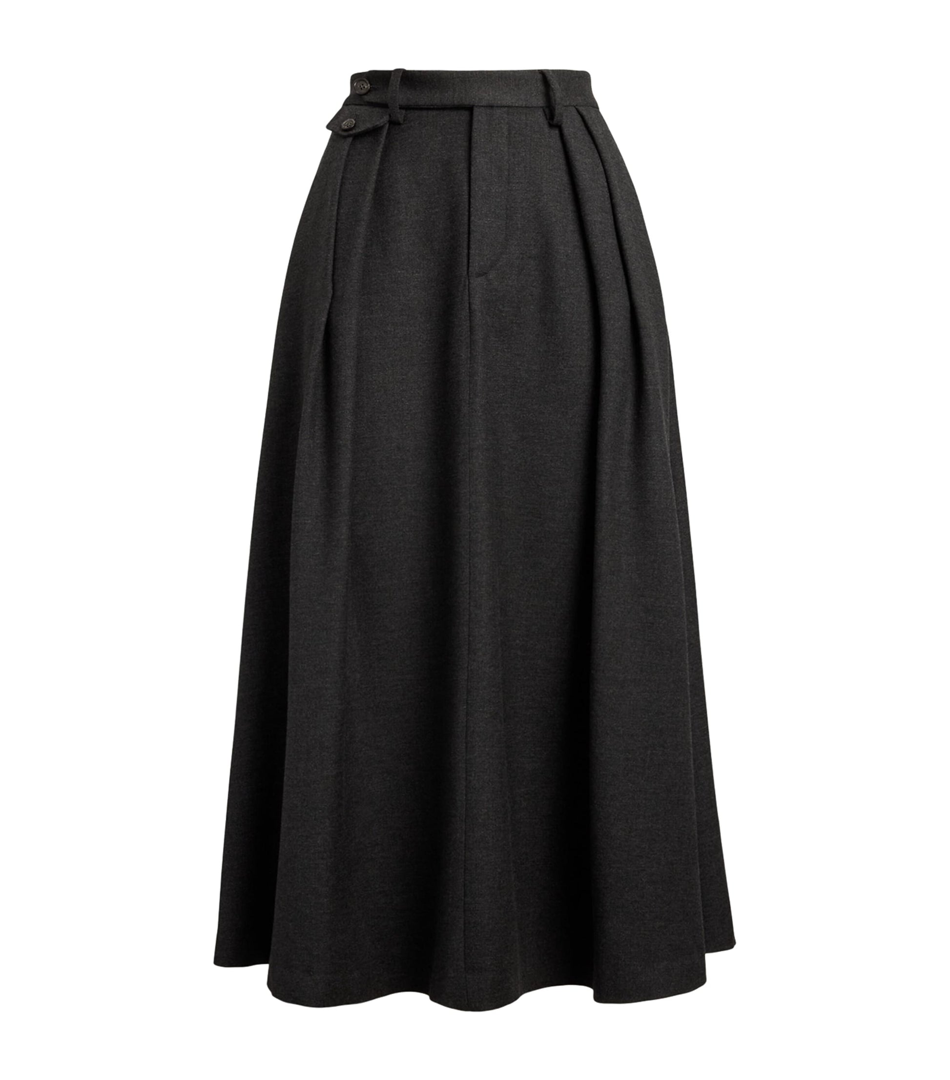 Ralph Lauren Collection Grey Wool Evilyn Midi Skirt