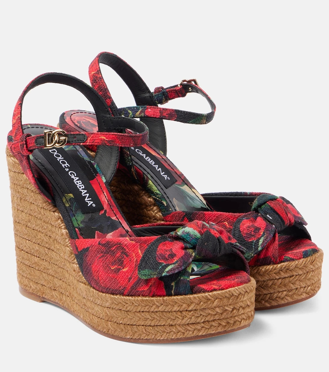 Dolce&Gabbana - إسبادريل كعب ويدج قماش بنقشة زهور
