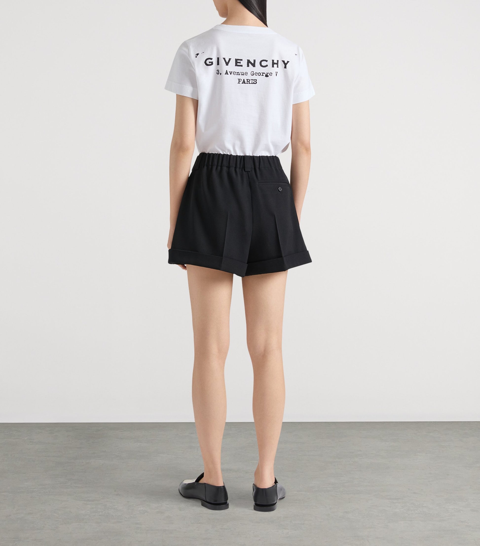 Givenchy Black Wool Elasticated-Waist Shorts