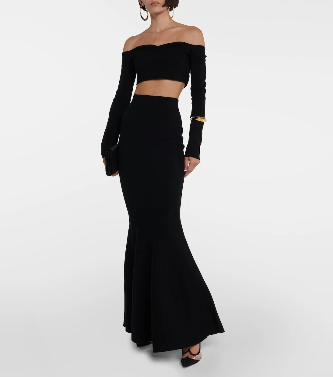 Nina Ricci - High-rise wool-blend maxi skirt