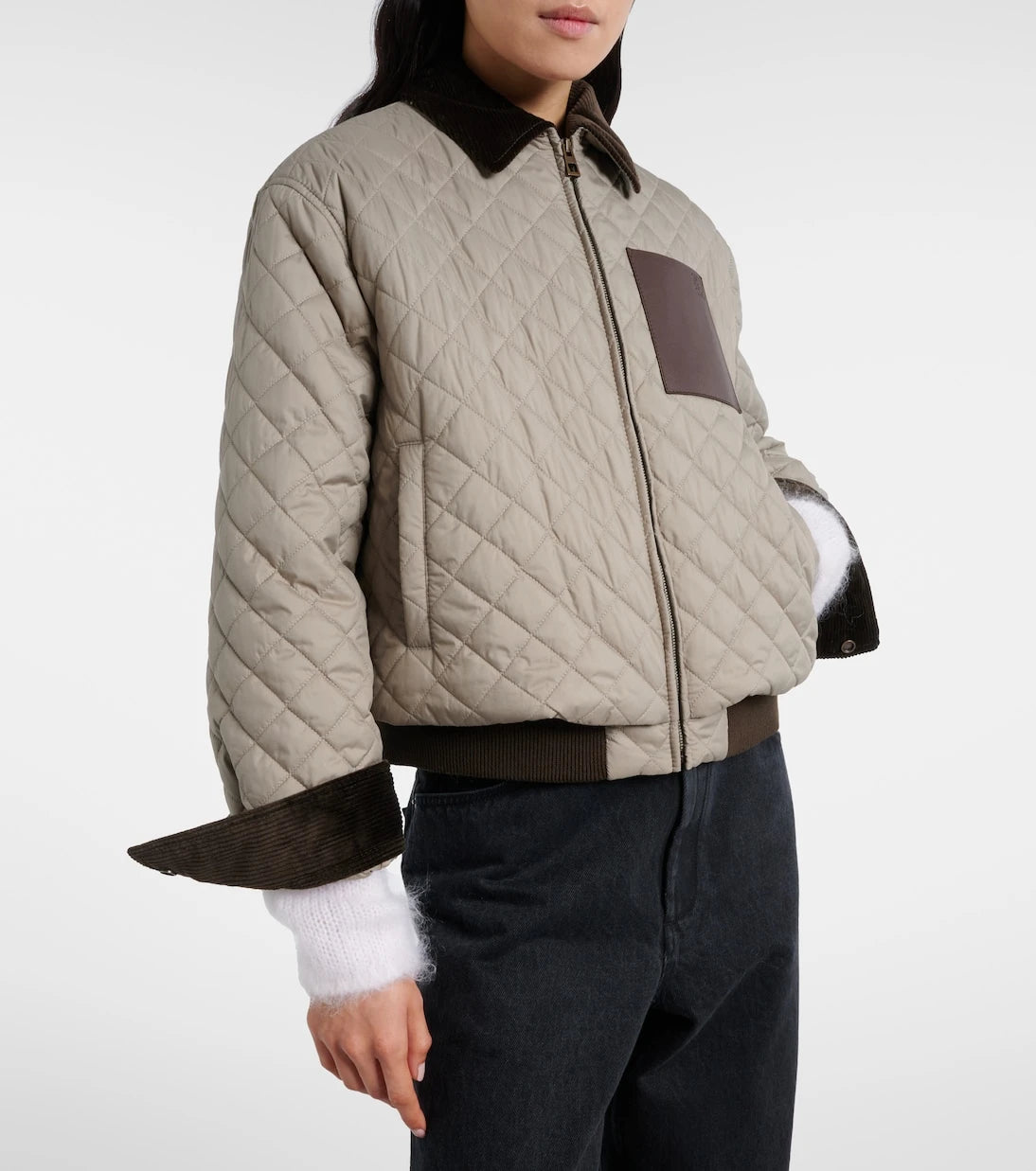 Loewe - Anagram leather-trimmed quilted jacket