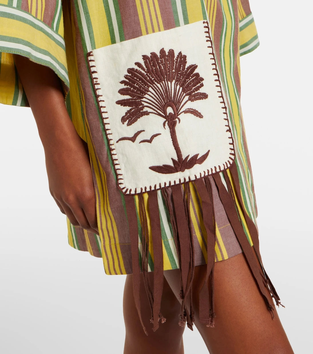 Alémais - Clover embroidered striped cotton minidress