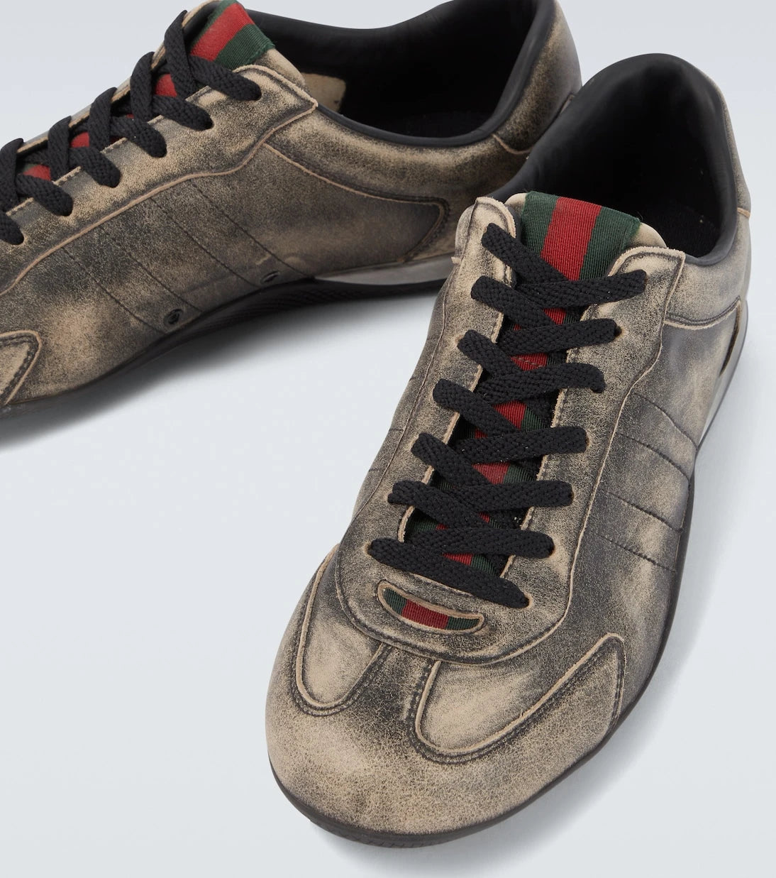 Gucci - Gucci Shift Web Stripe leather sneakers