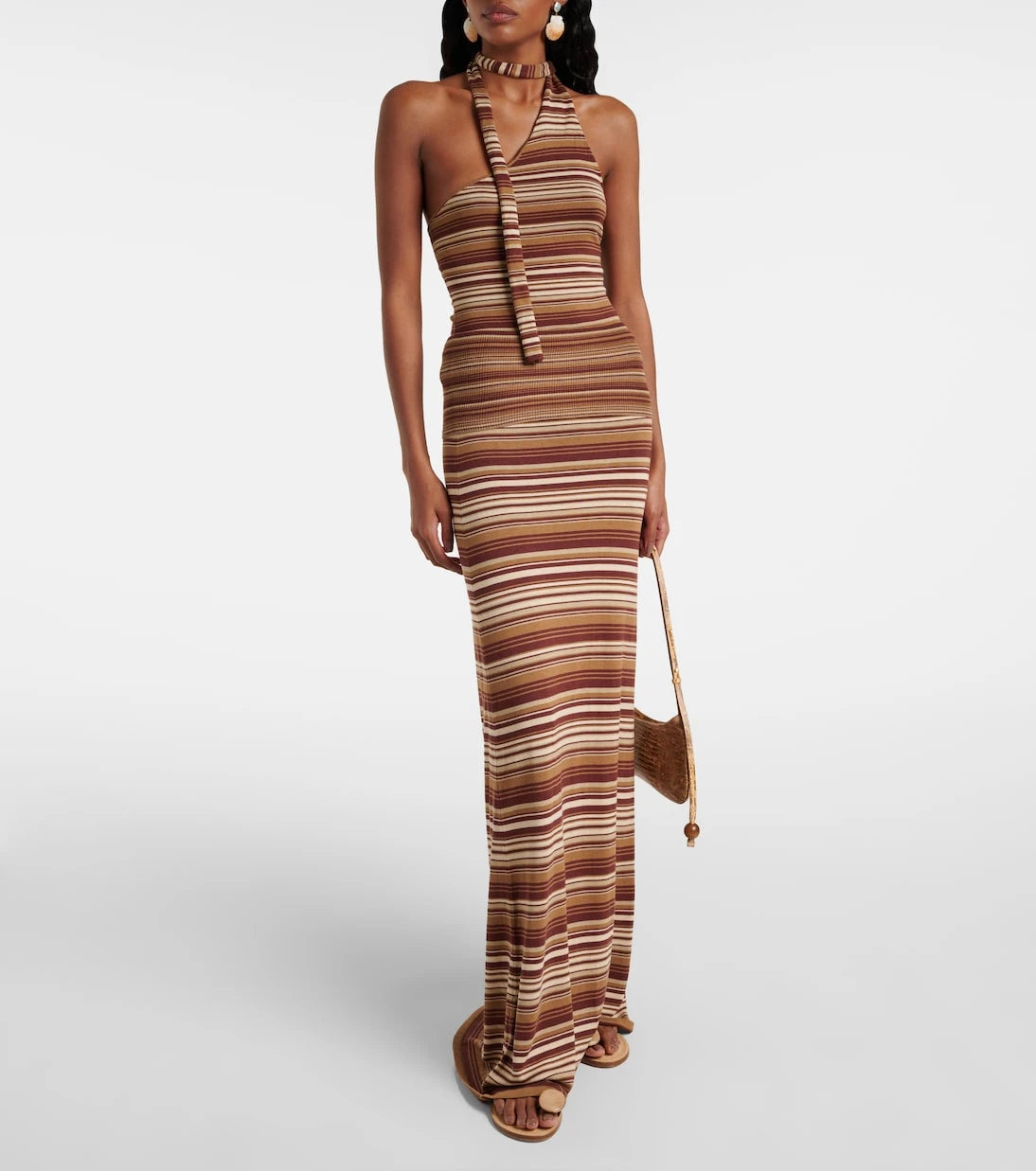 Aya Muse - Knitted striped silk-blend maxi skirt