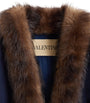 Valentino Blue Faux Fur-Trim Blazer