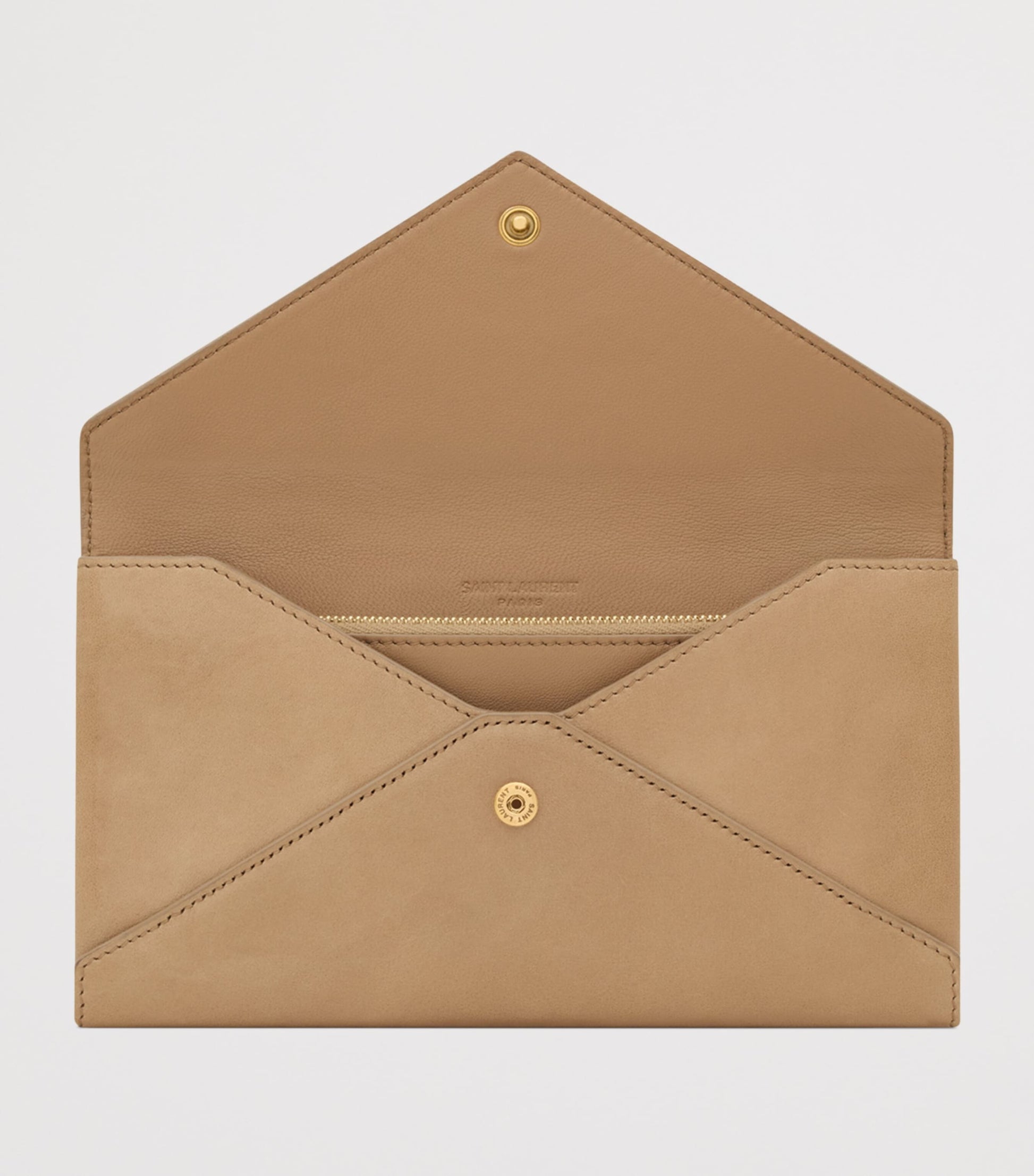 Saint Laurent Brown Large Leather Letter Flap Wallet