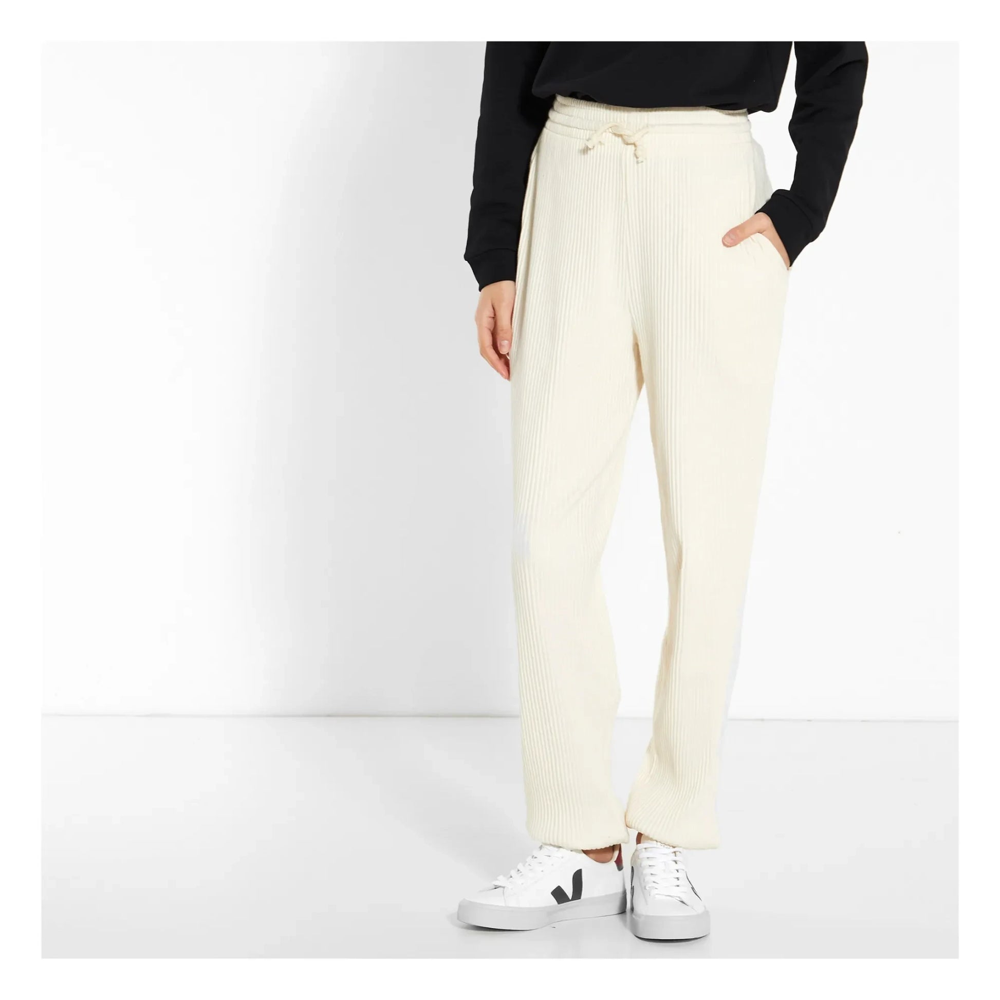 Baserange - Ribbed Jogging Bottoms | Off white