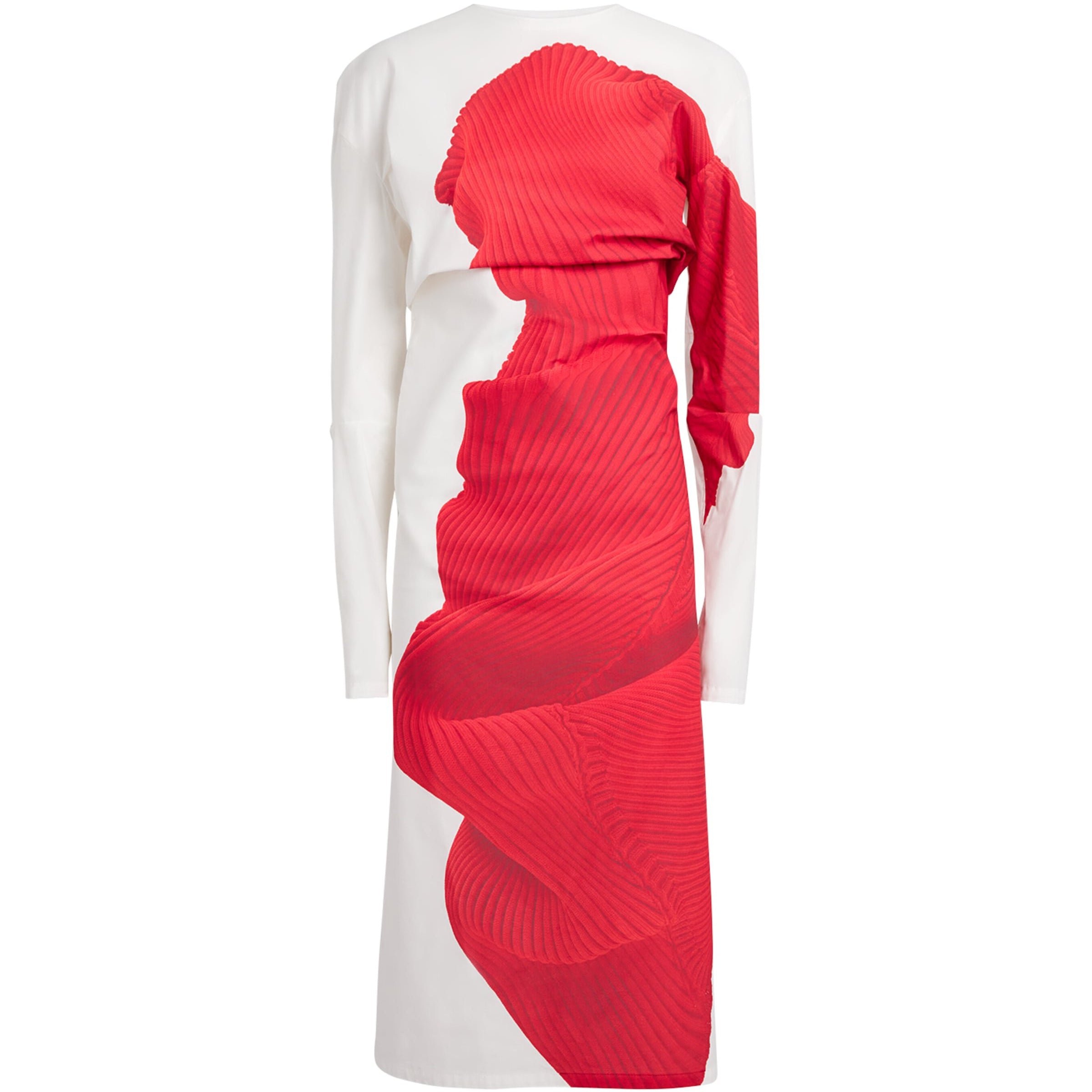 Issey Miyake Red Knit As Represented Midi Dress