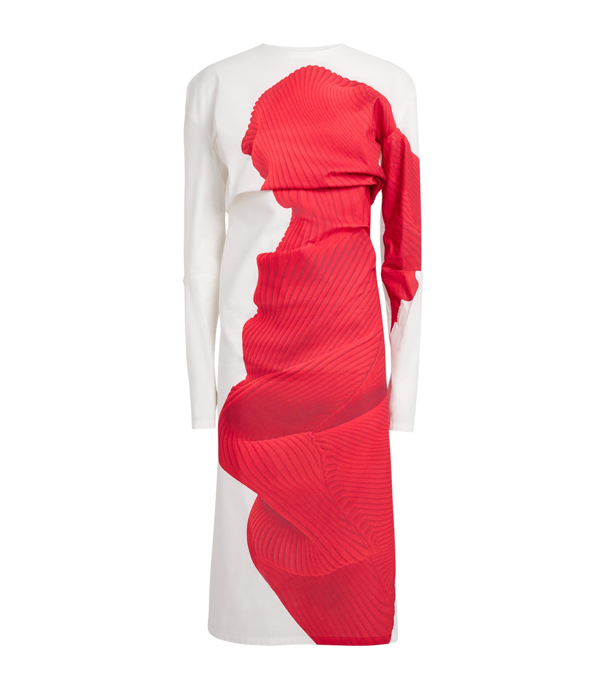 Issey Miyake Red Knit As Represented Midi Dress