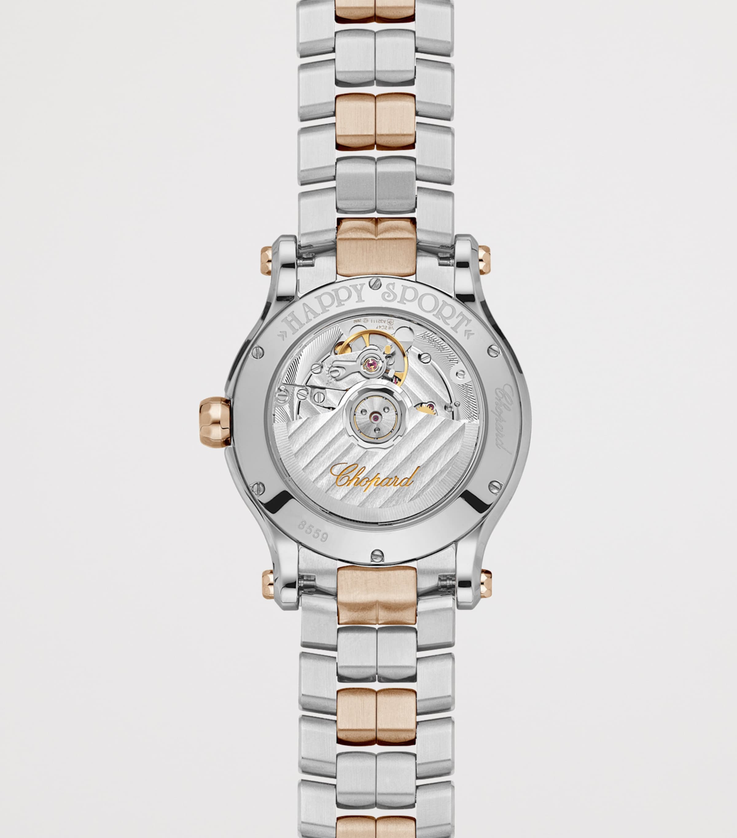 Stainless Steel, Rose Gold and Diamond Happy Sport Watch 36mm