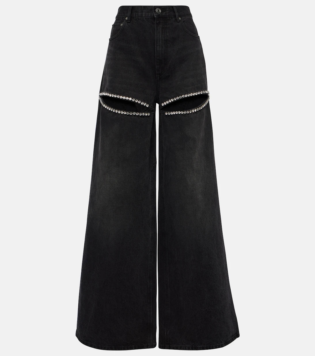 Area - Crystal-embellished wide-leg jeans