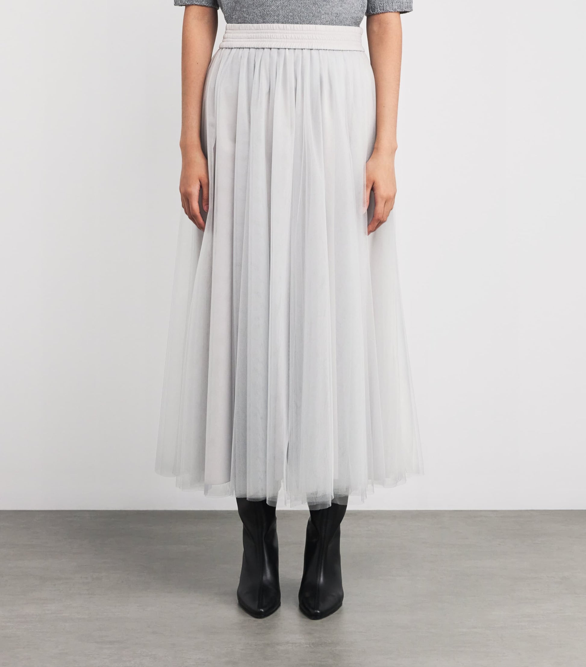 Fabiana Filippi Grey Tulle Maxi Skirt