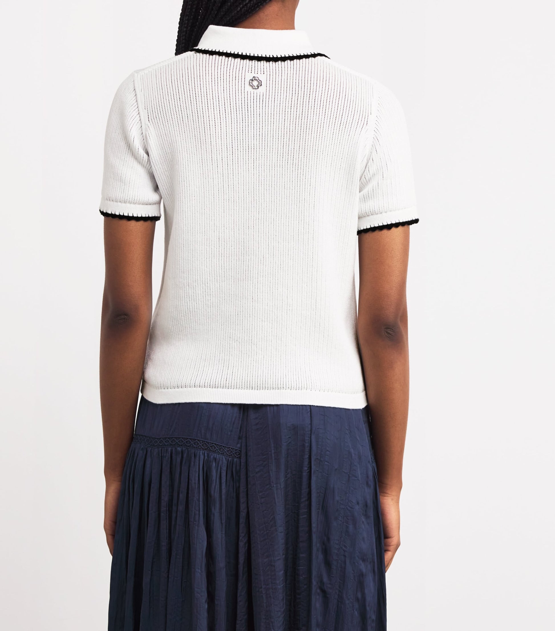 Multi Pointelle Knit Polo Shirt