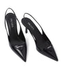 Prada Black Brushed Leather Slingback Pumps 75
