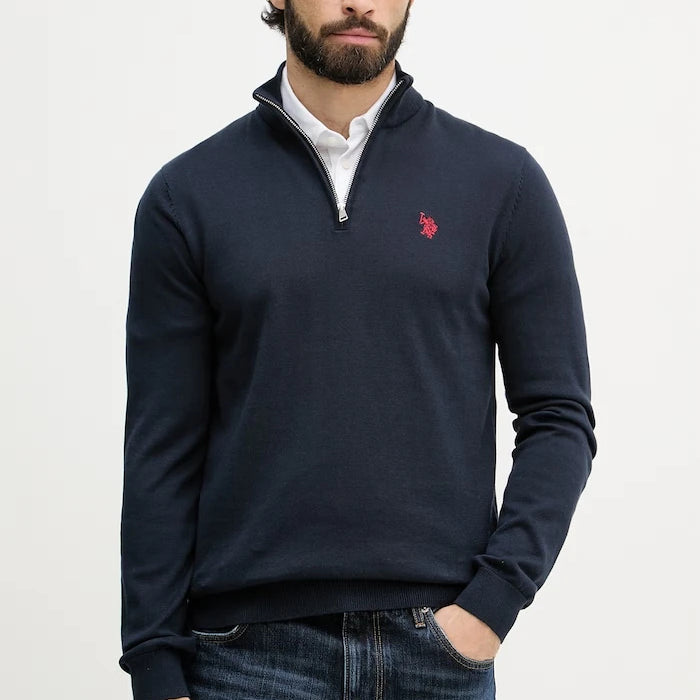 U.S. Polo Assn. Erkek Pamuklu 1/4 Fermuarlı Balıkçı Yaka Kazak
