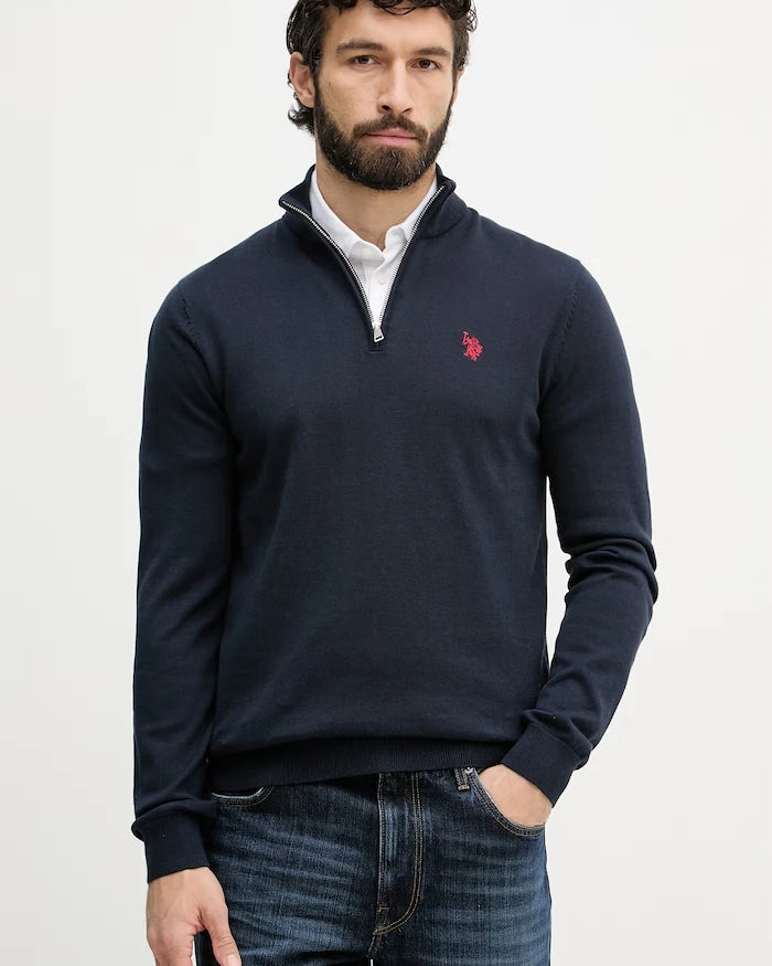 U.S. Polo Assn. Erkek Pamuklu 1/4 Fermuarlı Balıkçı Yaka Kazak