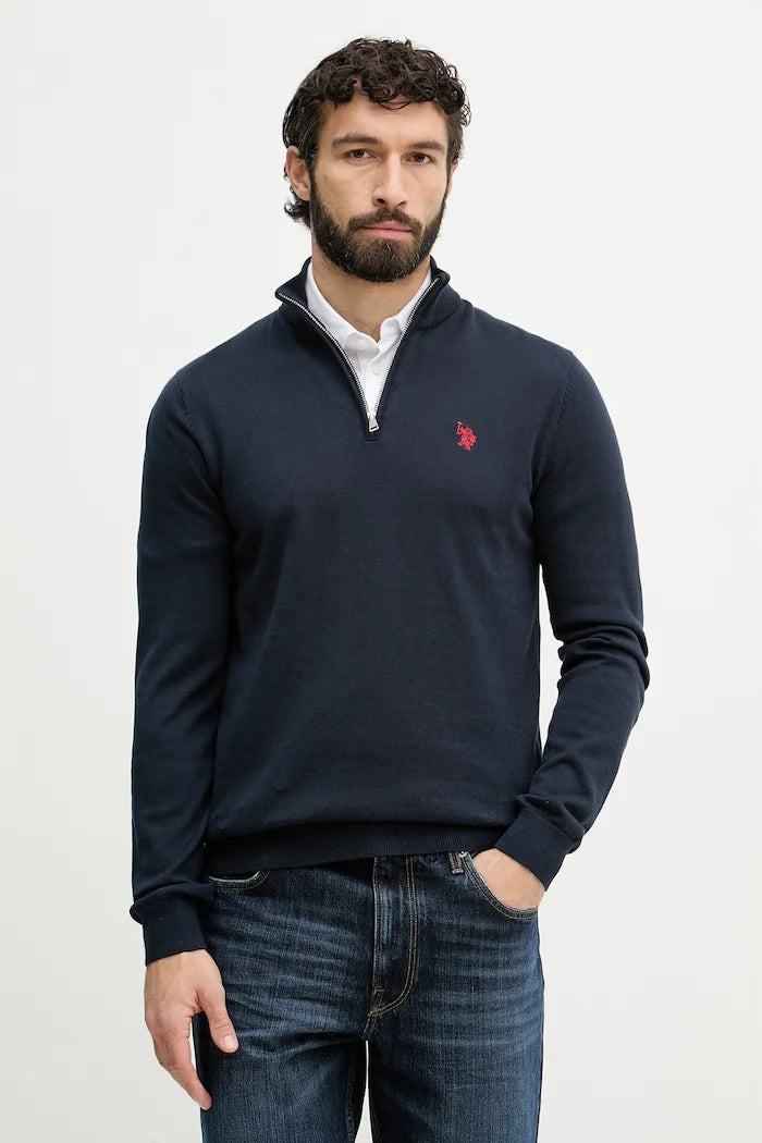 U.S. Polo Assn. Erkek Pamuklu 1/4 Fermuarlı Balıkçı Yaka Kazak