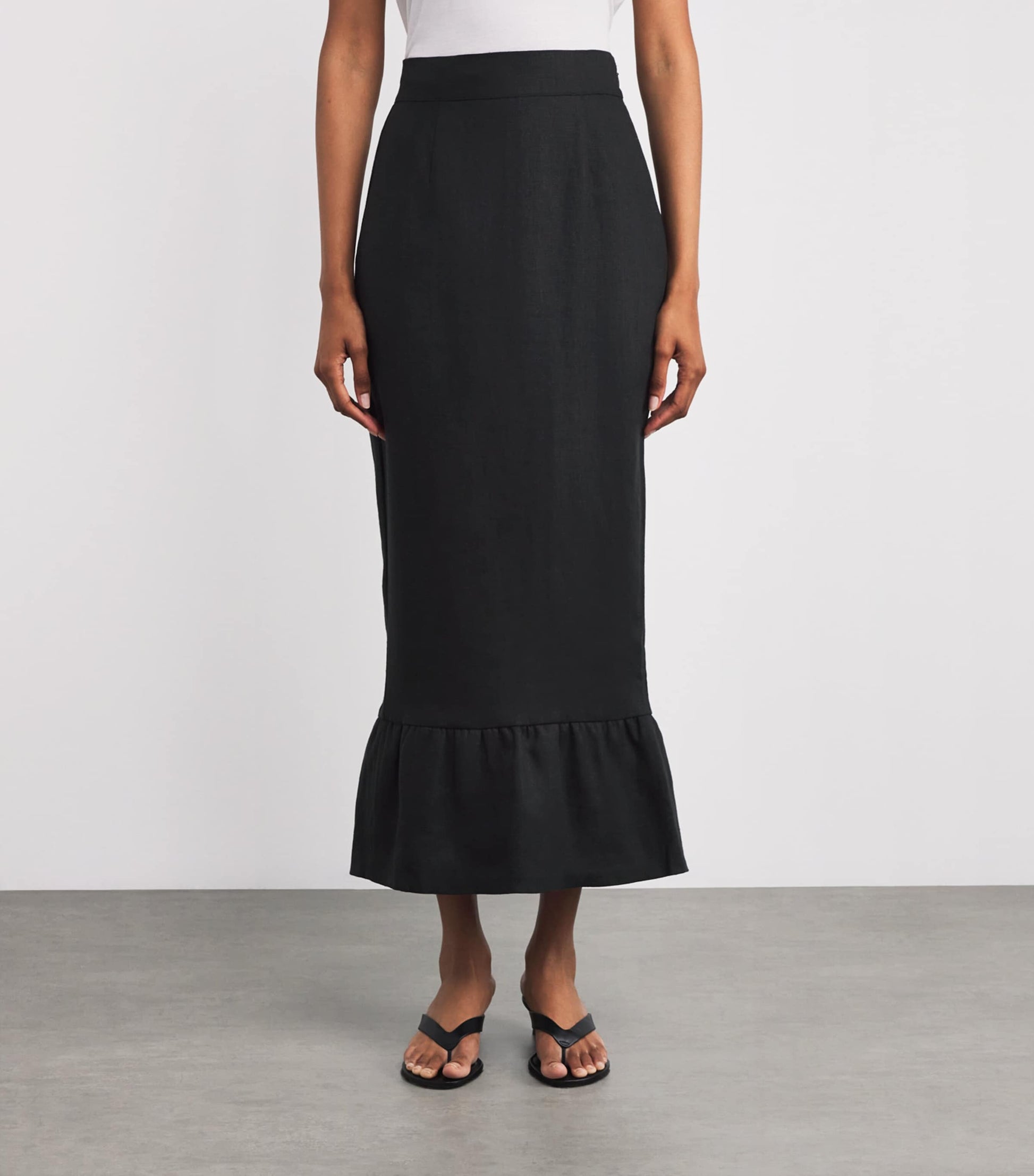 Posse Black Linen Matilda Midi Skirt