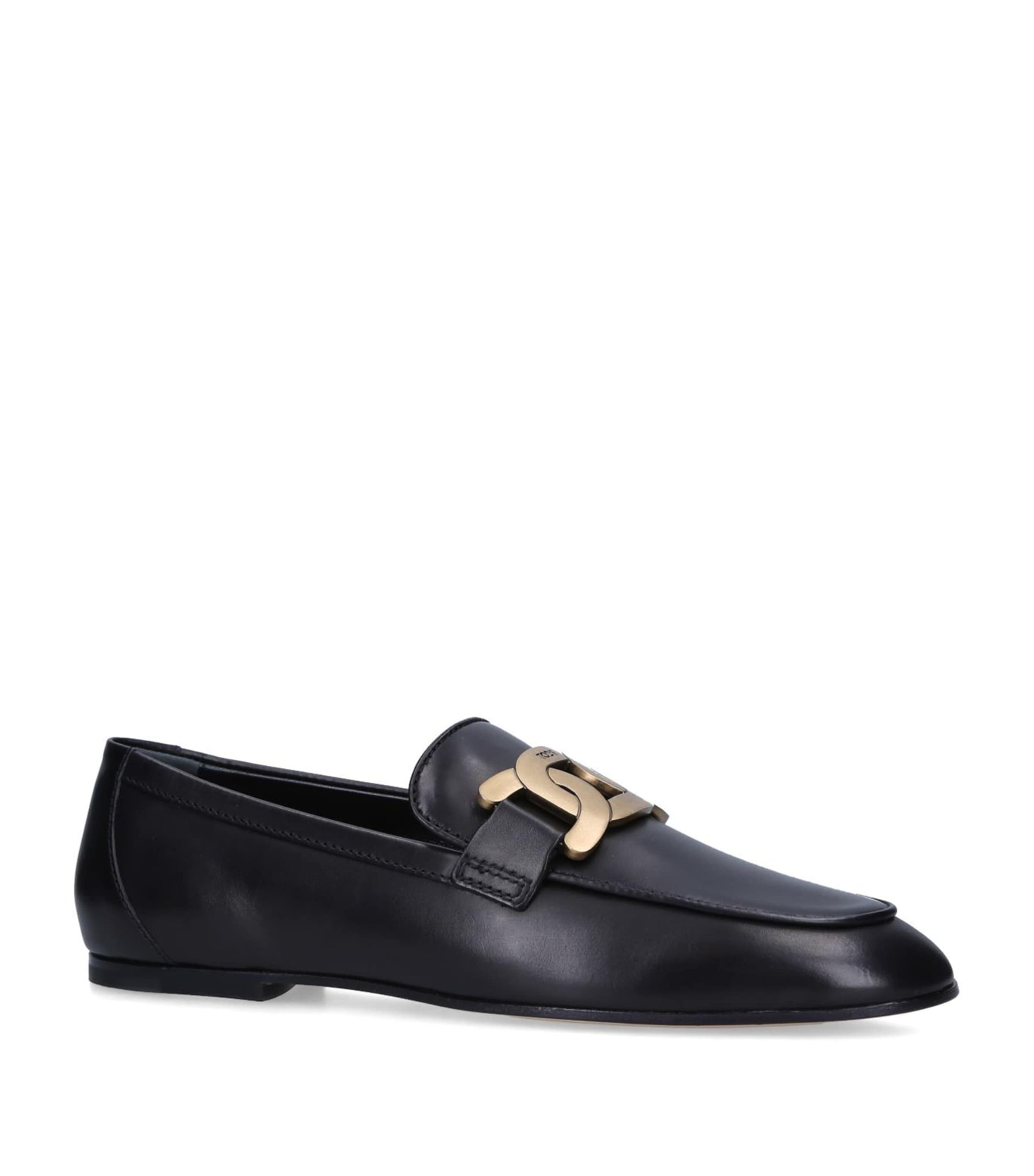 Tod's Black Leather Kate Loafers