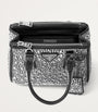 Metallic Micro Satin Crystal-Embellished Galleria Top-Handle Bag