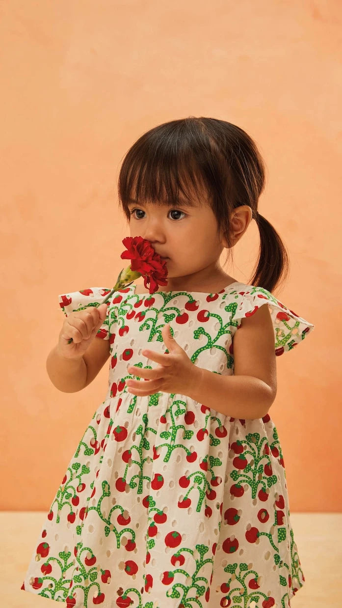 Fábula - Baby printed cotton dress and bloomers set