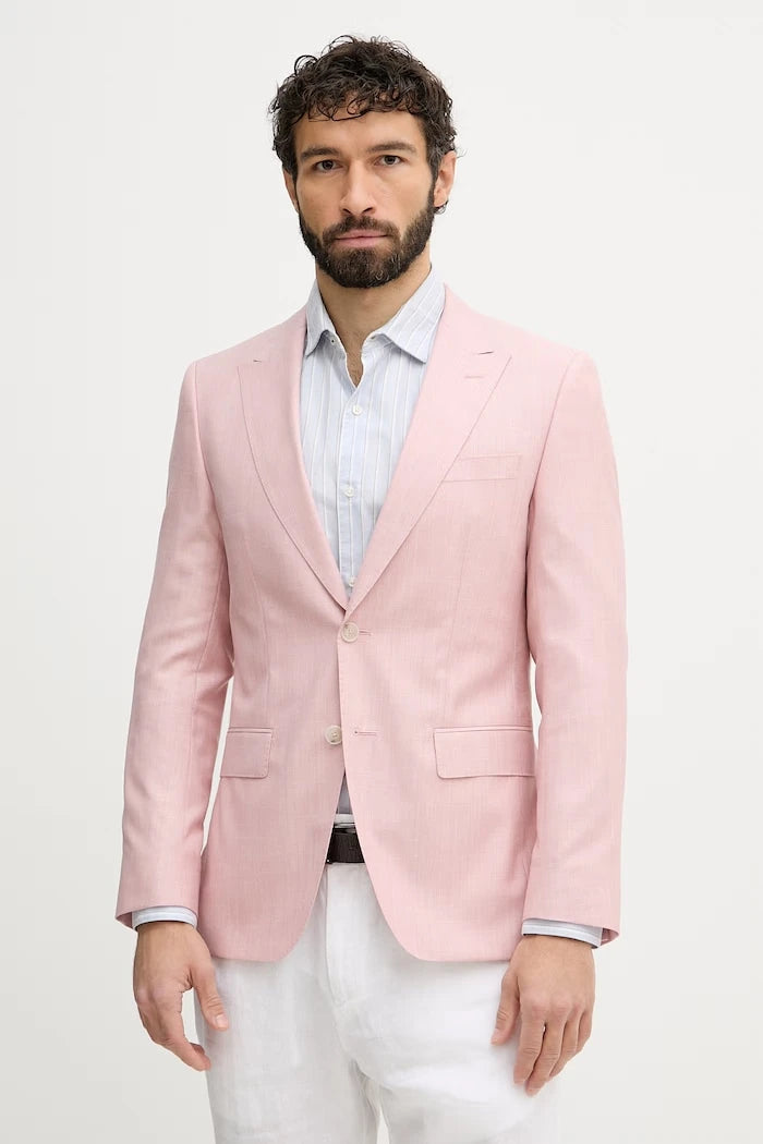 BOSS erkek yünlü tek düğmeli blazer Huge