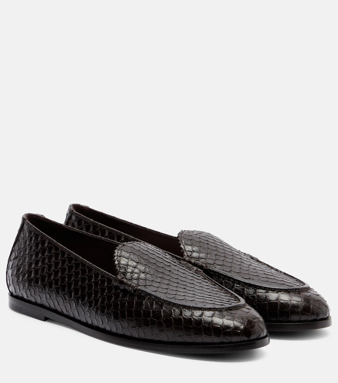 Aquazzura - College snake-effect leather loafers