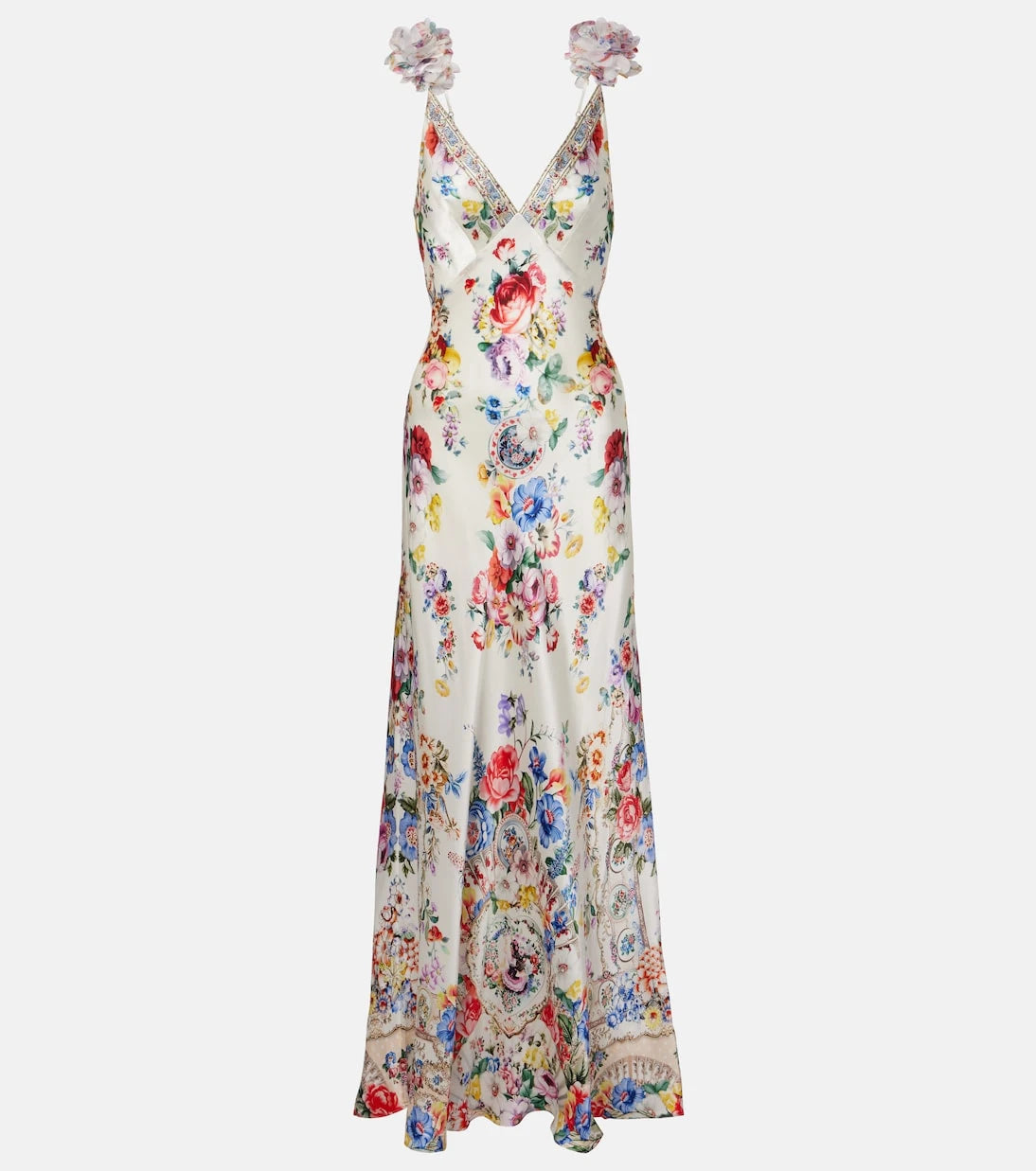 Camilla - Embellished floral silk slip dress