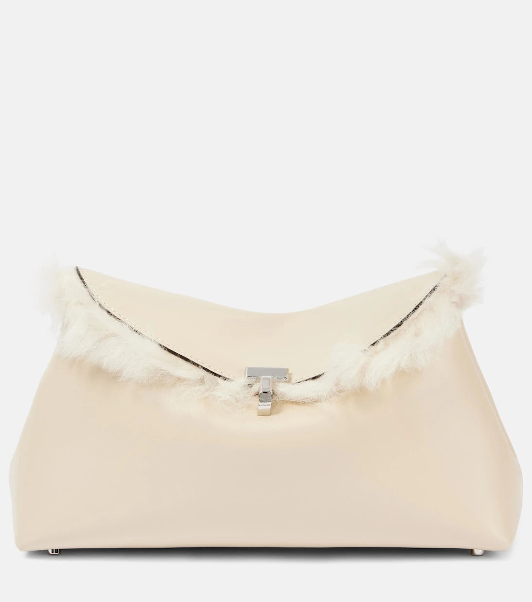 Toteme - T-Lock shearling-lined leather clutch
