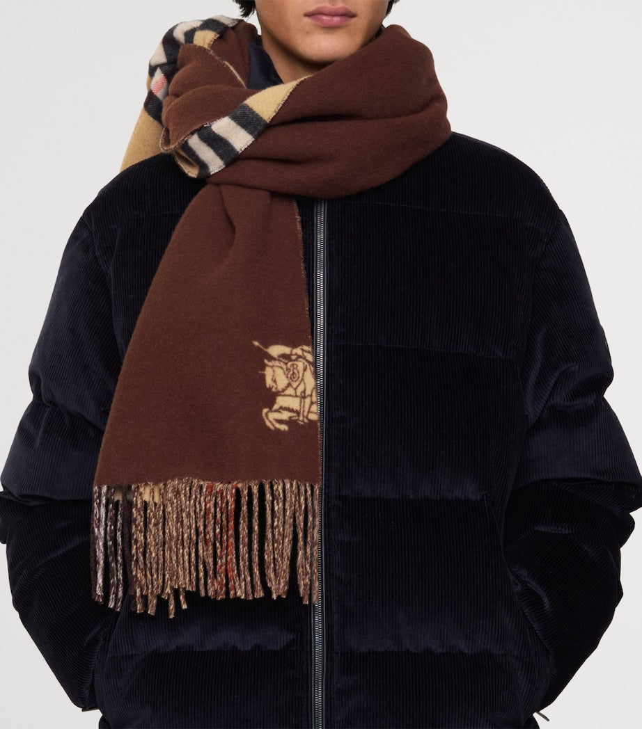 Beige Cashmere Wide Reversible EKD Scarf