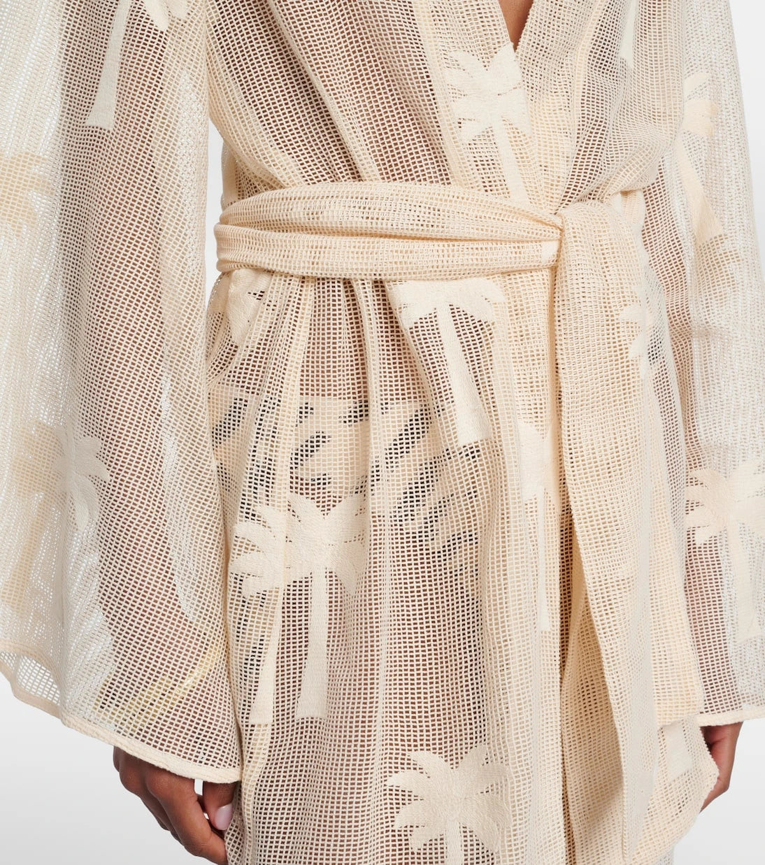 Johanna Ortiz - Belted embroidered cotton mesh kaftan