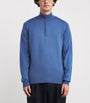 John Smedley Blue Extra Fine Merino Wool Half-Zip Tapton Sweater