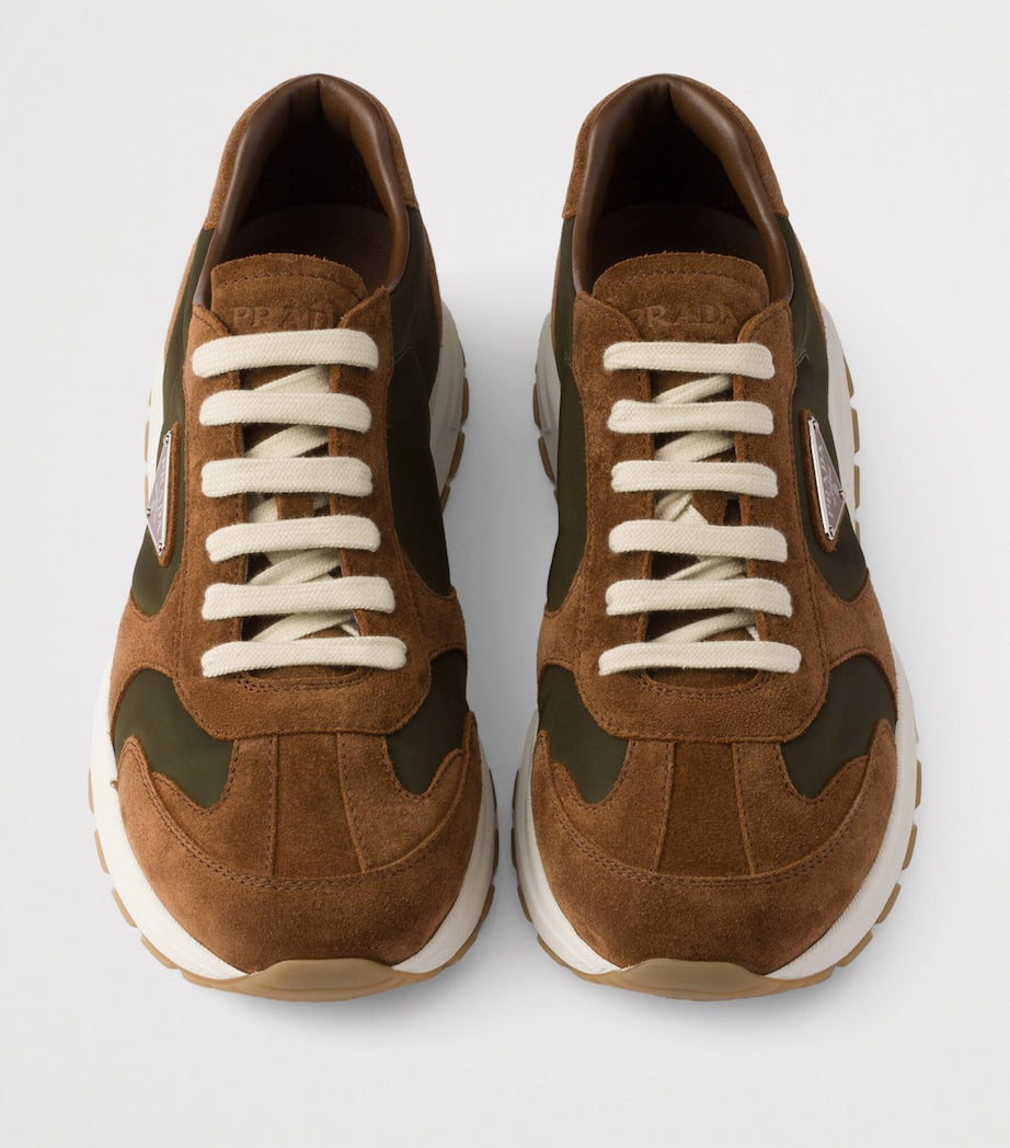 Re-Nylon and Suede Prax 2.0 Sneakers