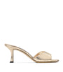 Jimmy Choo Gold Skye 70 Cracked Metallic Mules