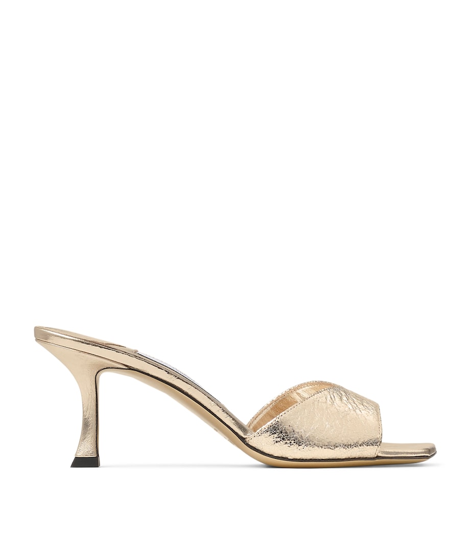Jimmy Choo Gold Skye 70 Cracked Metallic Mules