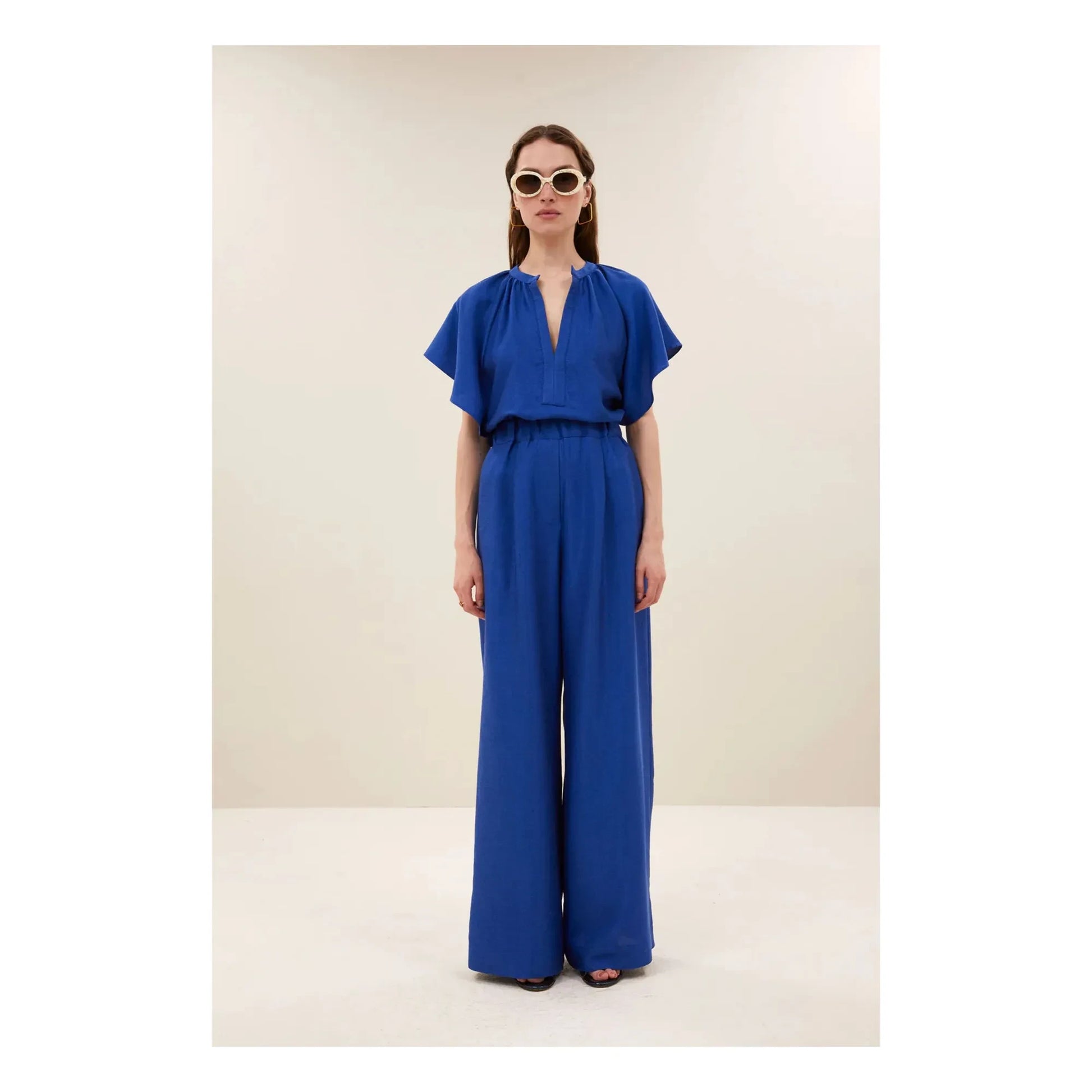 By Bar - Vina Gloss blouse | Royal blue