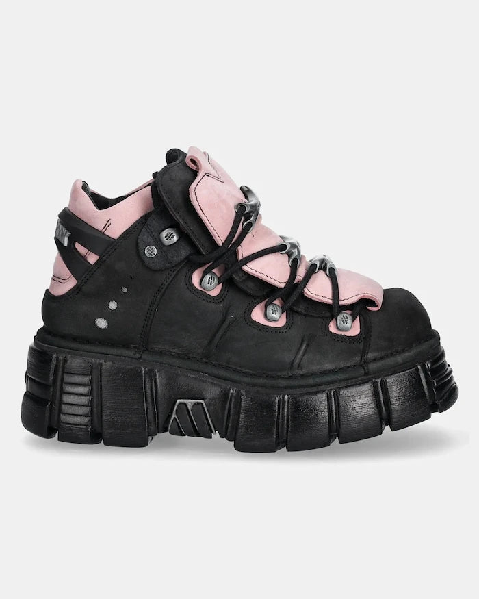 Маратонки от набук New Rock Nobuck Negro + Nobuck Rosa + Tower Negro Lateral