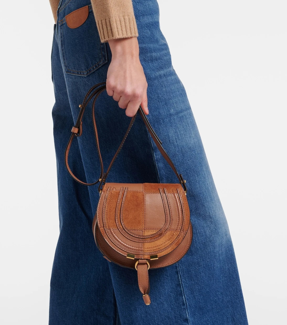 Chloé - Marcie Small leather and suede crossbody bag