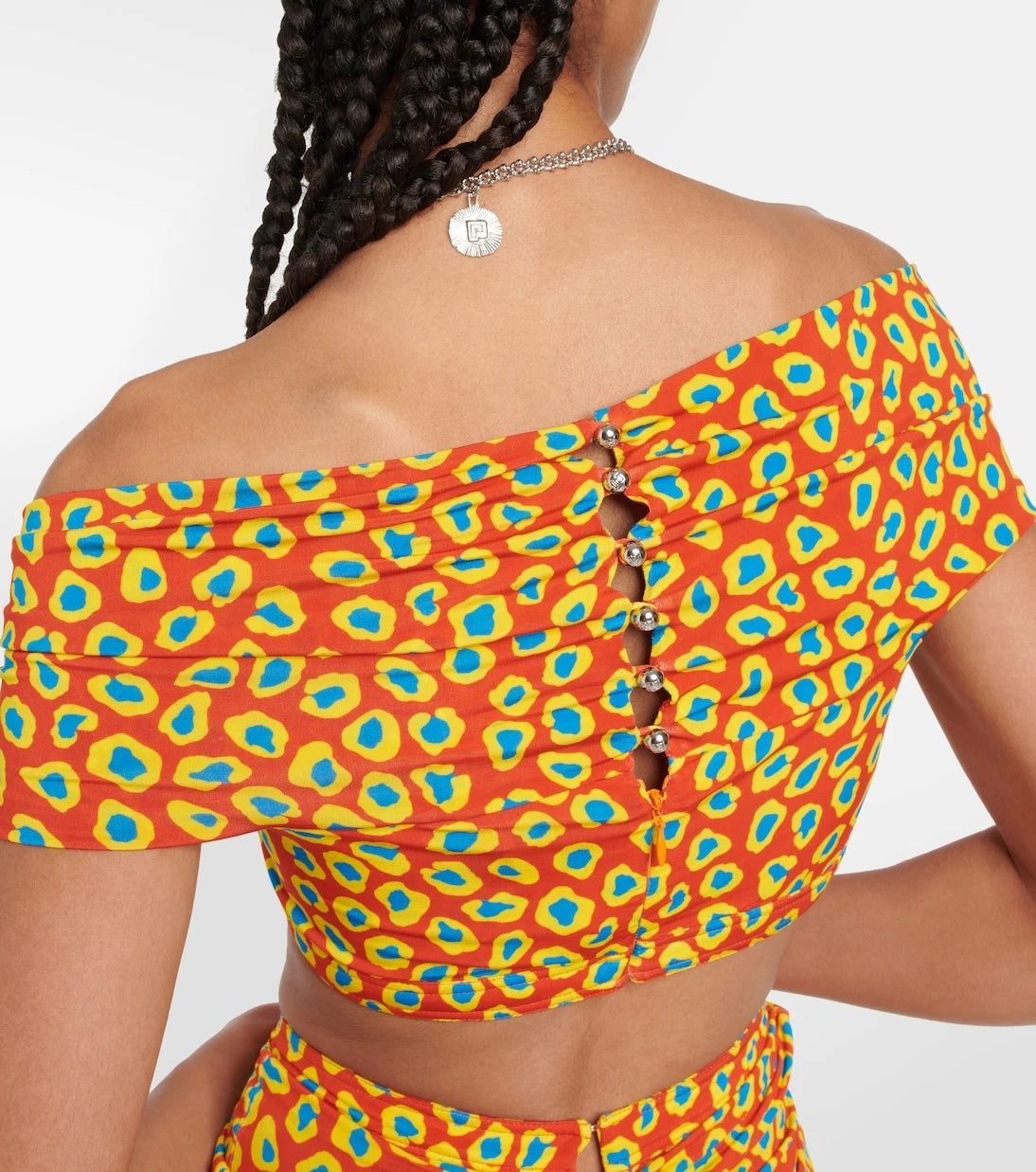 Rabanne - Printed strapless crop top