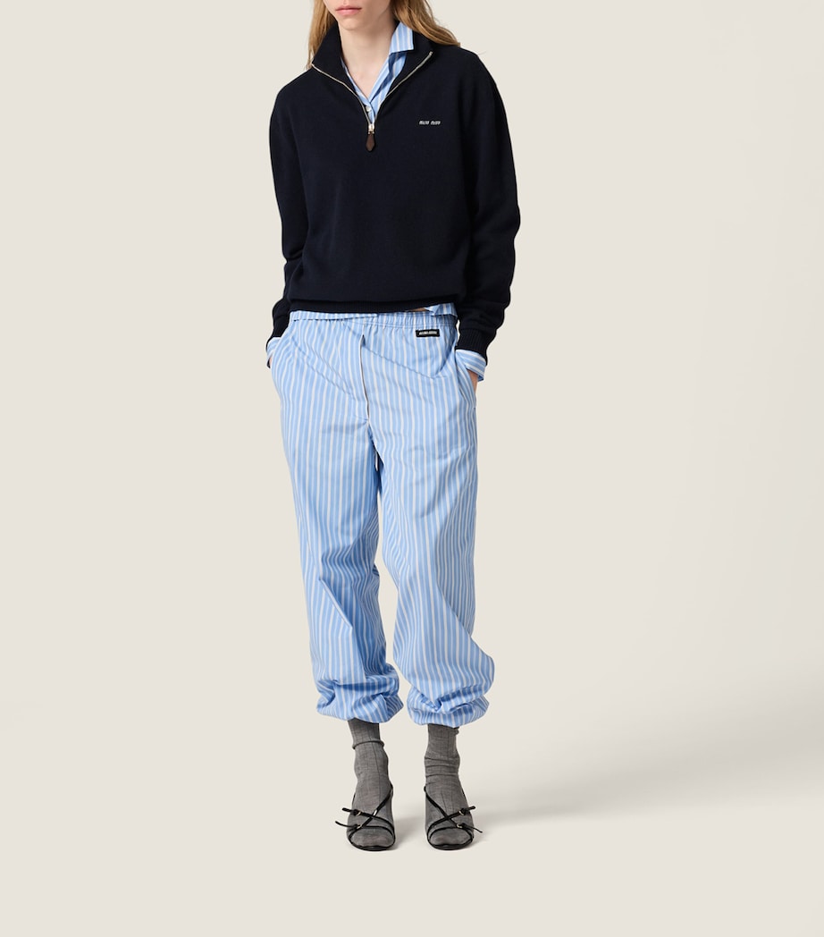 Blue Cashmere Half Zip Sweater