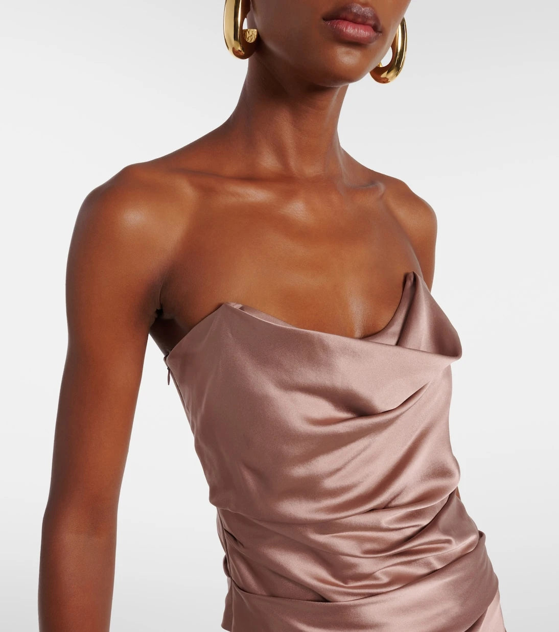 The Sei - Ruched strapless silk satin corset dress