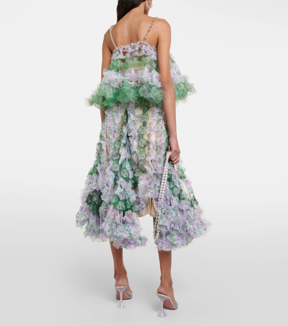 Susan Fang - Embellished tulle crop top